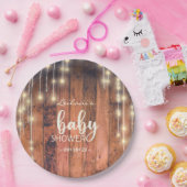 木製素朴の弦ライト赤ちゃんシャワー ペーパープレート (パーティー)
