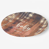 木製素朴の弦ライト赤ちゃんシャワー ペーパープレート (アングル)