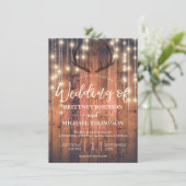 木製素朴の文字列ライトアントラー結婚のQRコード 招待状 (スタンド正面)