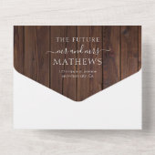 木製素朴の文字列ライト写真QRコード結婚s オールインワン招待状 (裏面)