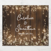 木製素朴の文字列ライト白いフローラの結婚数 ビールラベル (シングルラベル)