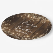 木製素朴の文字列ライト白いフローラの結婚数 ペーパープレート (アングル)