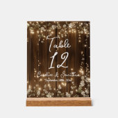 木製素朴の文字列ライト白いフローラテーブル番号 アクリルサイン (正面)