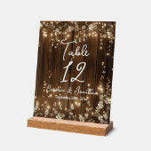 木製素朴の文字列ライト白いフローラテーブル番号 アクリルサイン (傾斜)