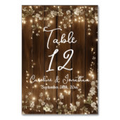 木製素朴の文字列ライト白いフローラテーブル番号 テーブルナンバー (裏面)