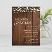 木製素朴の文字列ライト3写真QRコード結婚s 招待状 (スタンド正面)