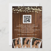 木製素朴の文字列ライト3写真QRコード結婚s 招待状 (裏面)