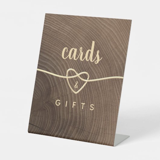 木製素朴の結婚卓上看板 台座サイン (正面)