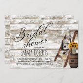 木製素朴はしごヒマワリブライダルシャワー 招待状 (正面/裏面)