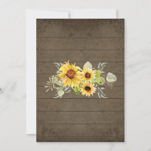 木製素朴ひまわり男の子ベビーシャワー水色 招待状 (裏面)