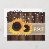 木製素朴ひまわりRSVPポストカードメニュー選択 インビテーションポストカード (正面/裏面)