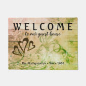 木製素朴ウェルカムハート名前をカスタムする形式 ドアマット (正面)