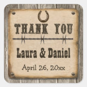 木製素朴ウエスタンスタイル結婚式の引き出物シール スクエアシール (正面)