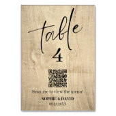 木製素朴カスタム製QR結婚の テーブルナンバー (裏面)