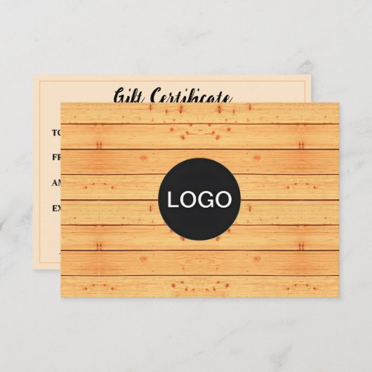 木製素朴ギフト券ユニーク（ロゴカード） (正面/裏面)