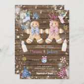 木製素朴クッキージンジャーブレッド性別が明らかになる 招待状 (正面/裏面)