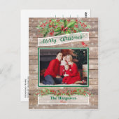 木製素朴クリスマスホリースノーフレークファミリー ポストカード (正面/裏面)