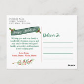 木製素朴クリスマスホリースノーフレークファミリー ポストカード (裏面)