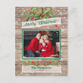 木製素朴クリスマスホリースノーフレークファミリー ポストカード (正面)