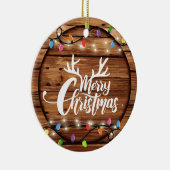 木製素朴クリスマスライトスクリプトファミリー写真 セラミックオーナメント (右)