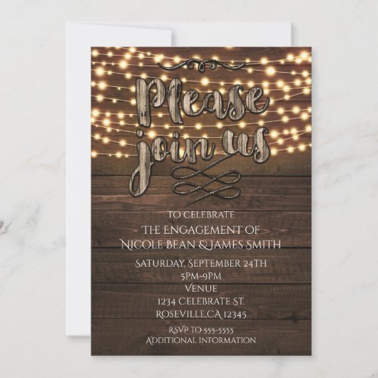 木製素朴ストリエレガントングライト招待状 招待状 (正面)