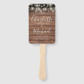 木製素朴ストリングライトスクリプト結婚式 プログラム ハンドファン (正面)