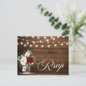 木製素朴ストリングライトバーガンディフローラRSVP ポストカード (スタンド正面)