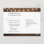 木製素朴ストリングライトバーガンディフローラRSVP ポストカード (裏面)