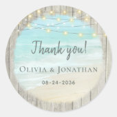 木製素朴ストリングライトビーチ結婚式 ラウンドシール (正面)