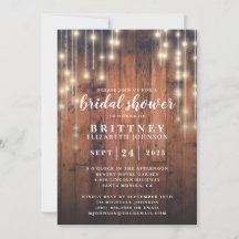 木製素朴ストリングライトブライダルシャワー