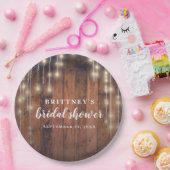 木製素朴ストリングライトブライダルシャワー ペーパープレート (パーティー)