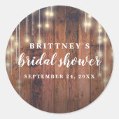 木製素朴ストリングライトブライダルシャワー ラウンドシール (正面)