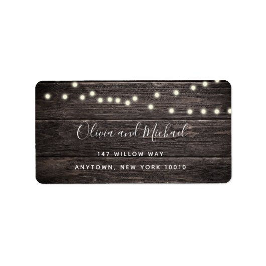 木製素朴ストリングライト差出人住所ラベル ラベル (正面)