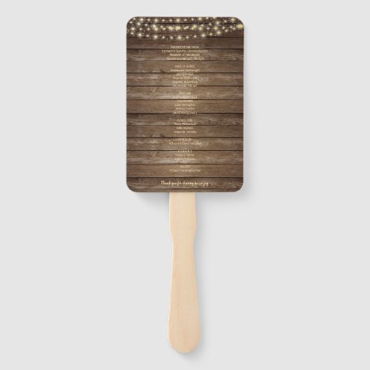 木製素朴ストリングライト結婚式 プログラム ハンドファン (裏面)