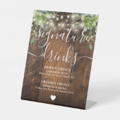 木製素朴ストリング軽い緑のシグネチャードリンク 台座サイン (正面)