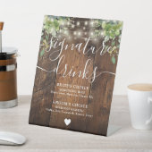 木製素朴ストリング軽い緑のシグネチャードリンク 台座サイン (インサイチュ)