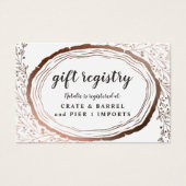 木製素朴スライス銅ギフトレジストリ挿入カード (正面)