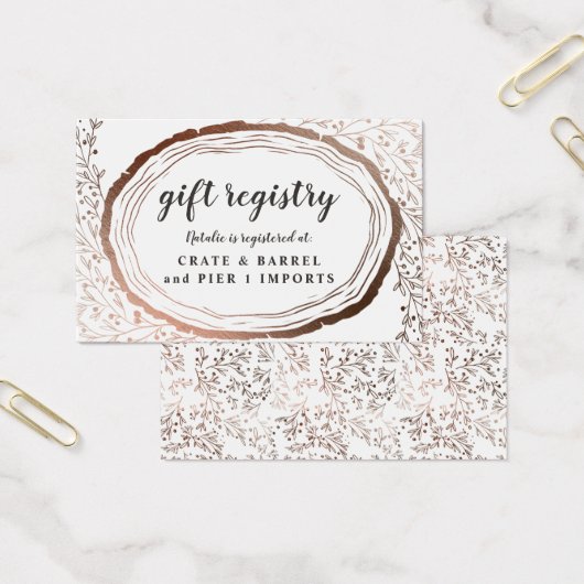 木製素朴スライス銅ギフトレジストリ挿入カード (オフィス)