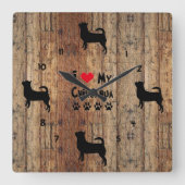 木製素朴チワフェイクワフアウォールクロック スクエア壁時計 (正面)