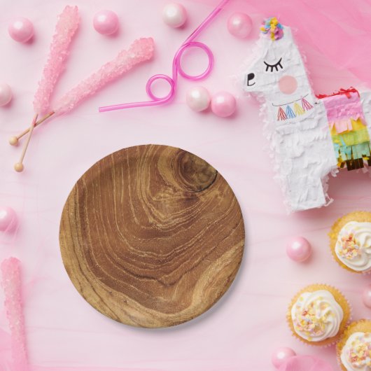 木製素朴チーク木質木目の写真 ペーパープレート (パーティー)