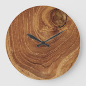 木製素朴チーク木質木目の写真 ラージ壁時計 (正面)