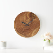 木製素朴チーク木質木目の写真 ラージ壁時計 (ホーム)