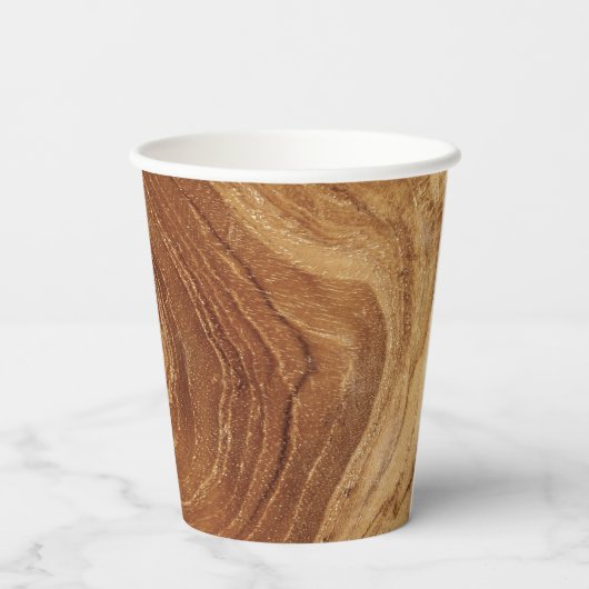 木製素朴チーク木質木目の写真 紙コップ (裏面)