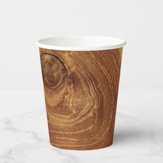 木製素朴チーク木質木目の写真 紙コップ (左)