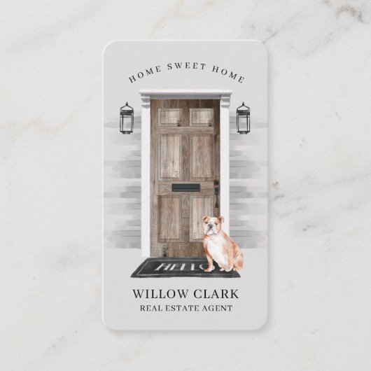 木製素朴ドアエステート実在イングリッグブルドッグ 名刺 (正面)