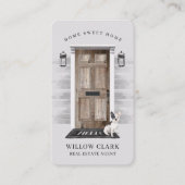 木製素朴ドア実在エテートフランスのブルドッグ 名刺 (正面)