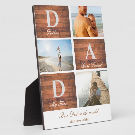 木製素朴ハッピーファーザーの日3写真コラージュ フォトプラーク (側面)