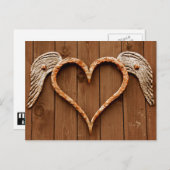 木製素朴ハートバレンタインデー シーズンポストカード (正面/裏面)