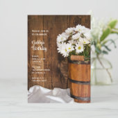 木製素朴バケットデイジーバーンドバースデーパーティー 招待状 (スタンド正面)