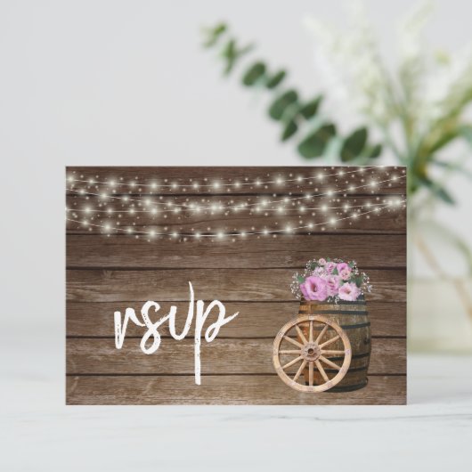 木製素朴バレルとピンクのフローラ- RSVP (スタンド正面)